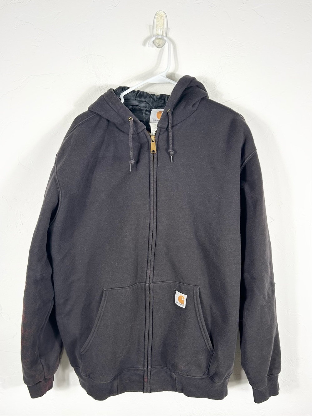 👁️ Carhartt Quilt Lined Zip Up Hooded Sweatshirt Black Men’s XL Workwear